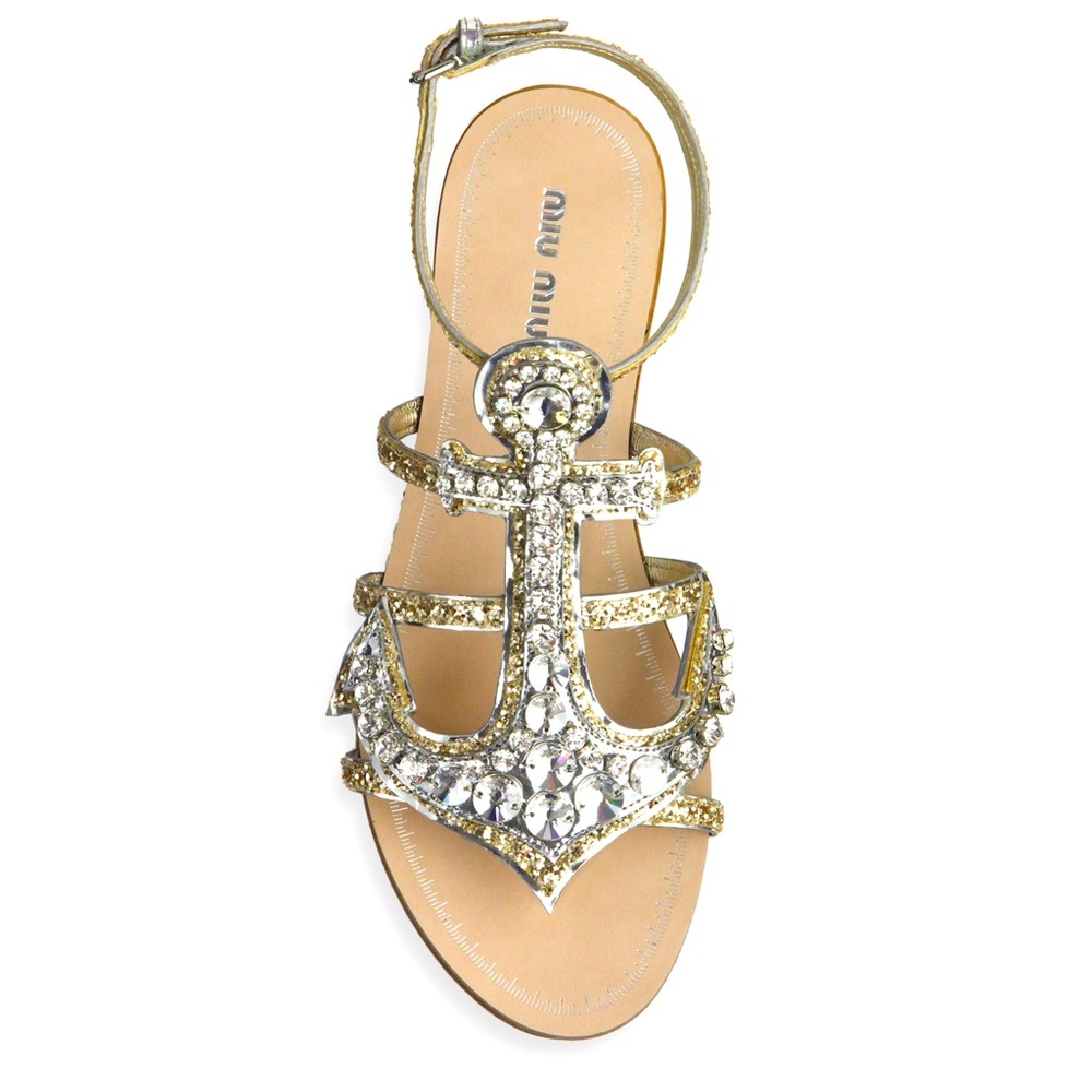 Miu Miu anchor crystal sandals